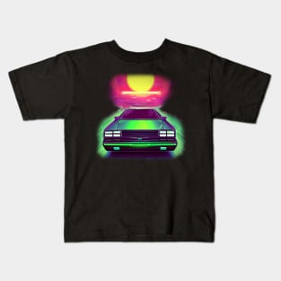 Synthwave Styled DeLorean Kids T-Shirt